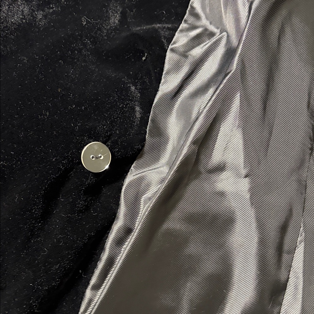 Sam Edelman Black Velvet Double-Breasted Blazer with Gold Buttons - Picture 9 of 11